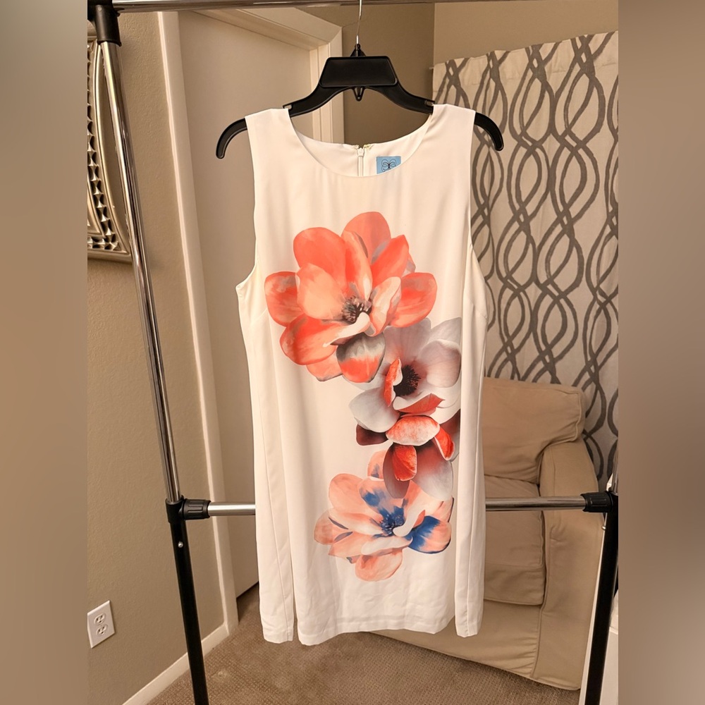 CeCe White Dress with Blue Label
